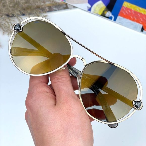 JIMMY CHOO SARAH/S 0RHL FQ Sunglasses Gold Grey Gold Oversized Aviator Women main image 8